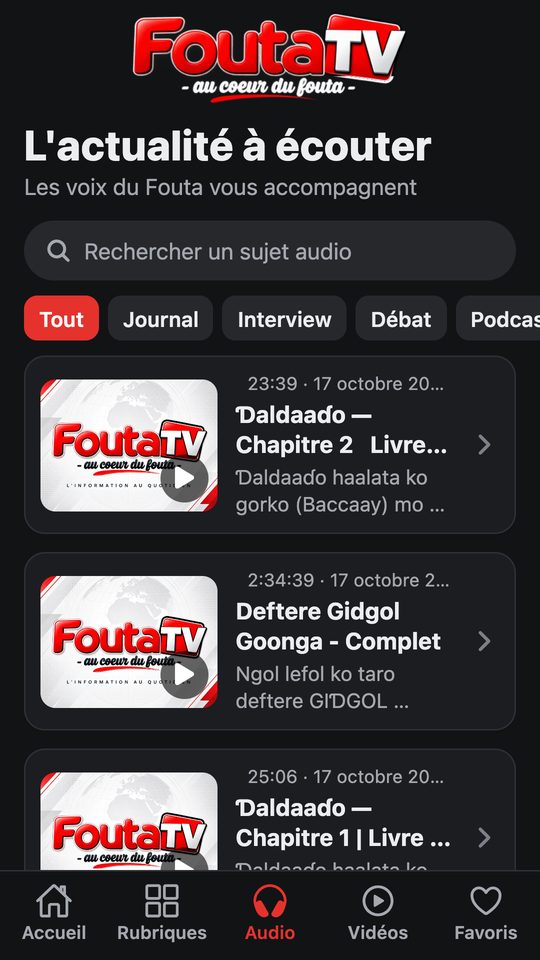 Audios (mode sombre)